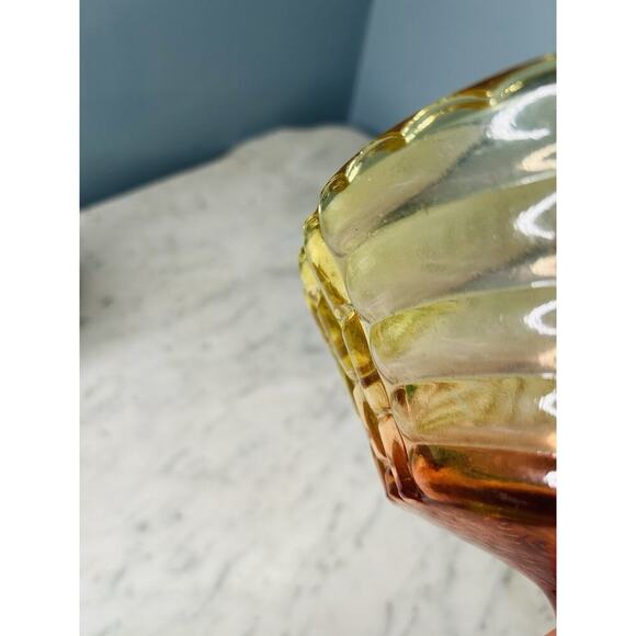 Glows Jeannette Glass Amberina Louisa Pedestal Footed Bowl Compote Ombre 1950s - Picture 13 of 13